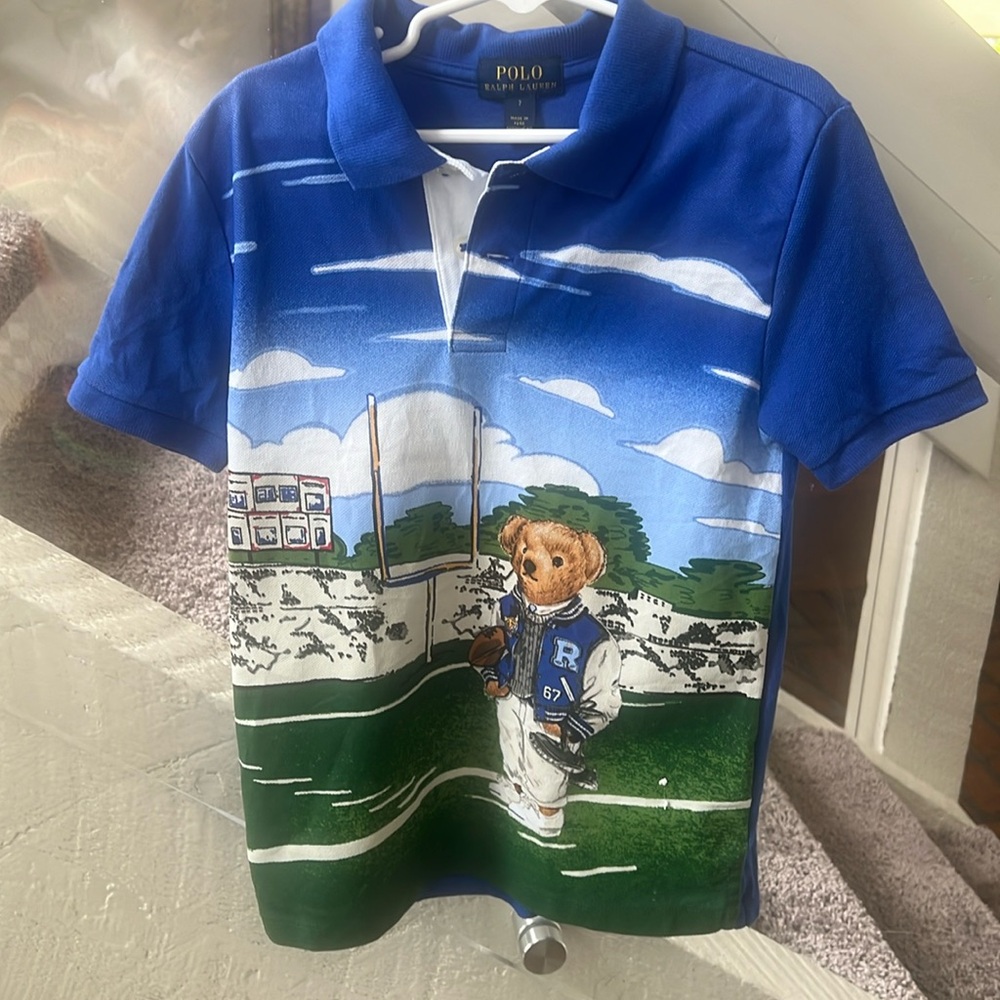 Varsity football Polo bear shirt rare 7